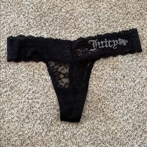 Black lace thong womens well worn used panties 💦